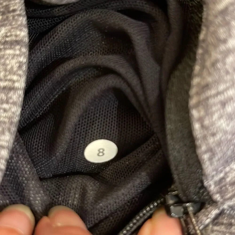 Lululemon Athletica Womens Daily Practice Zip Up Hooded Jacket Gray Black Size 8